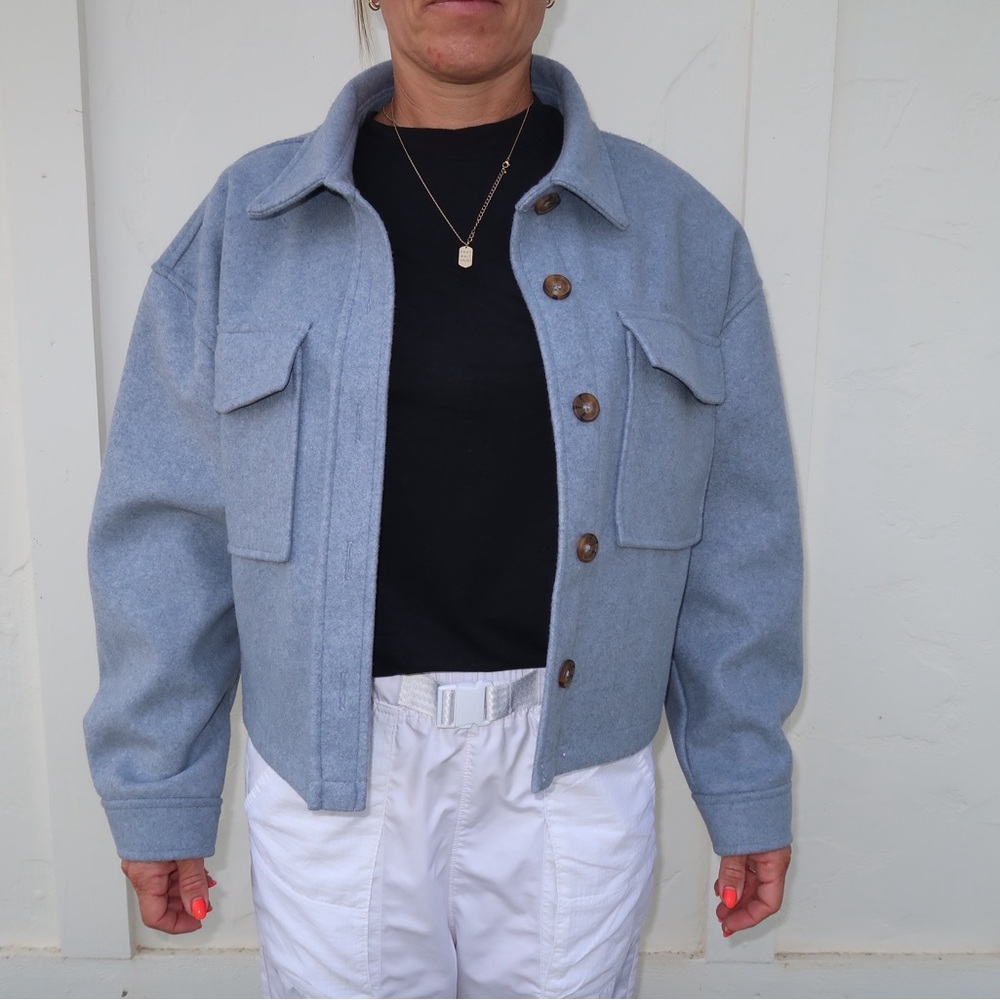 Blue Felt Blazer Jacket